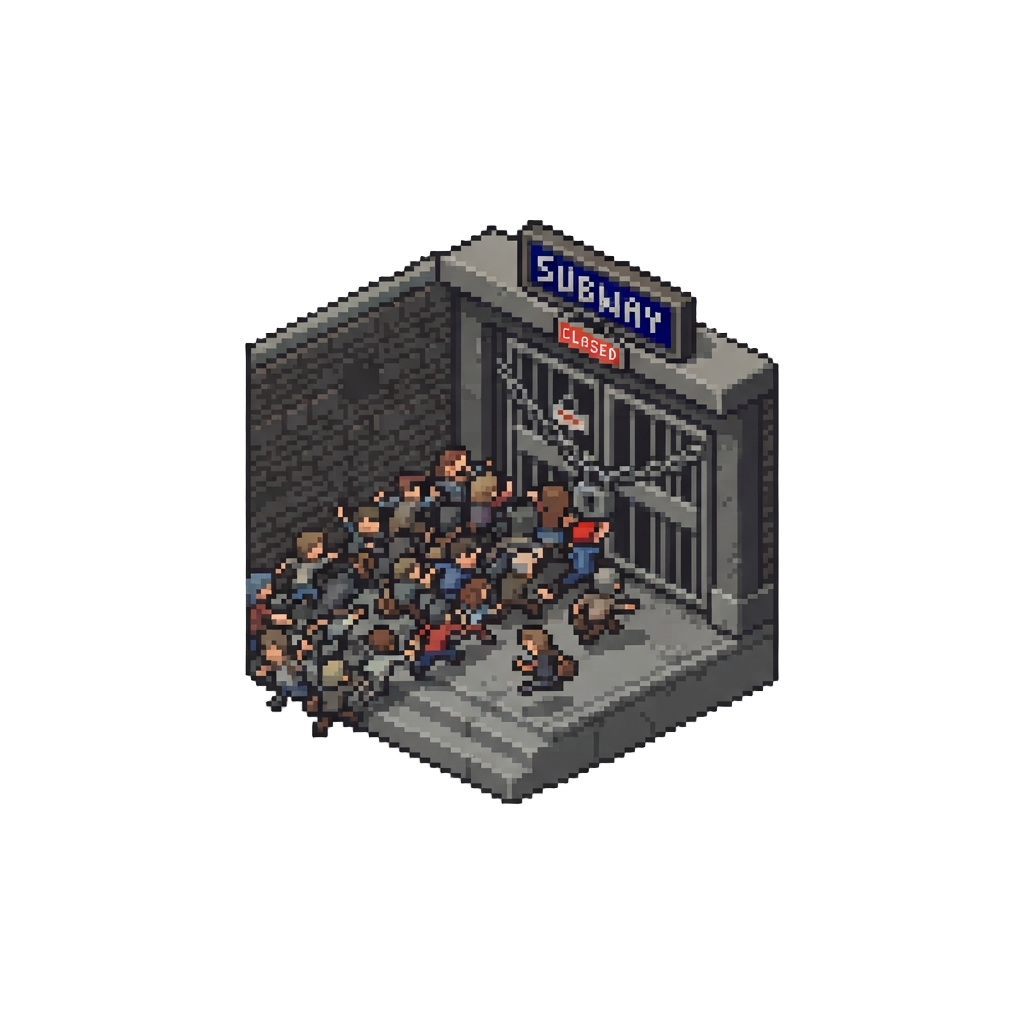 A Stampede Outside a Locked Subway Station