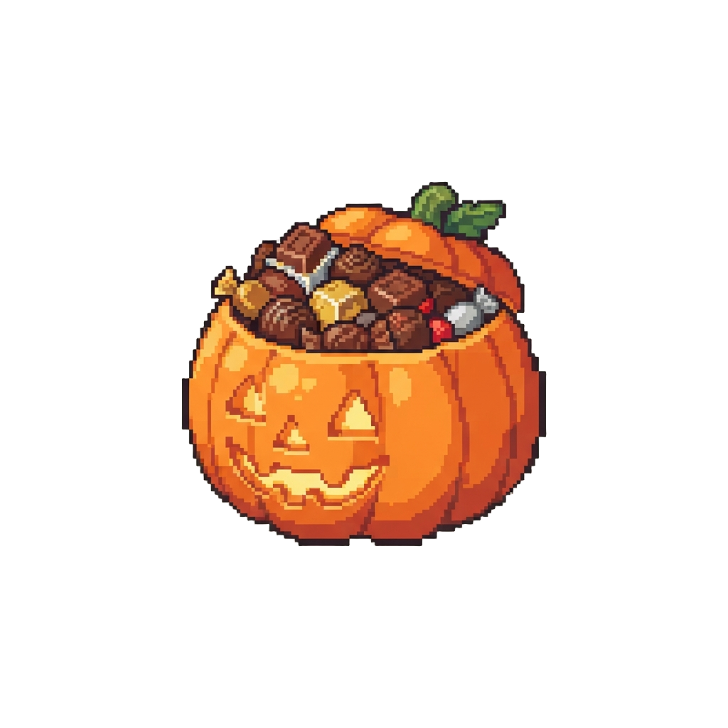 A Mini Jack-o'-lantern Overflowing with Chocolates