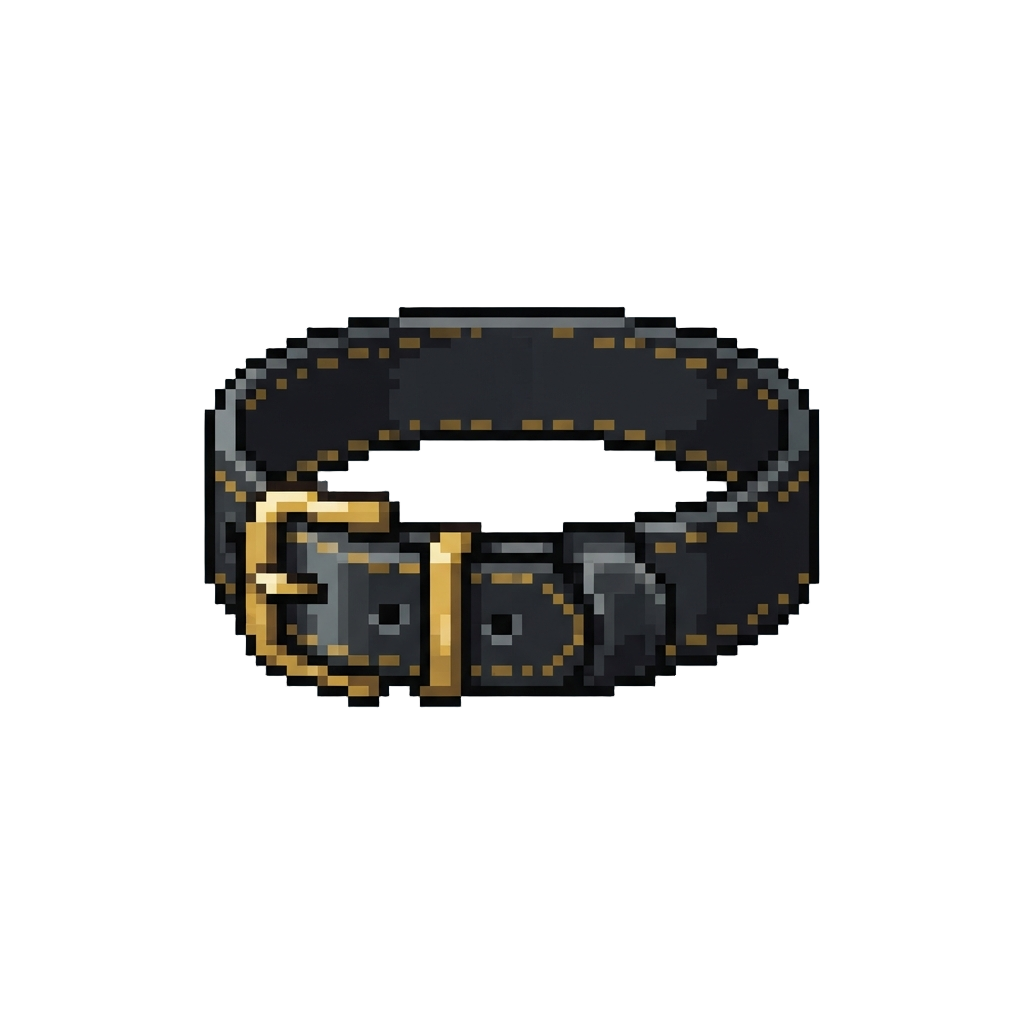 A Shiny Black Belt with Gold Stitching