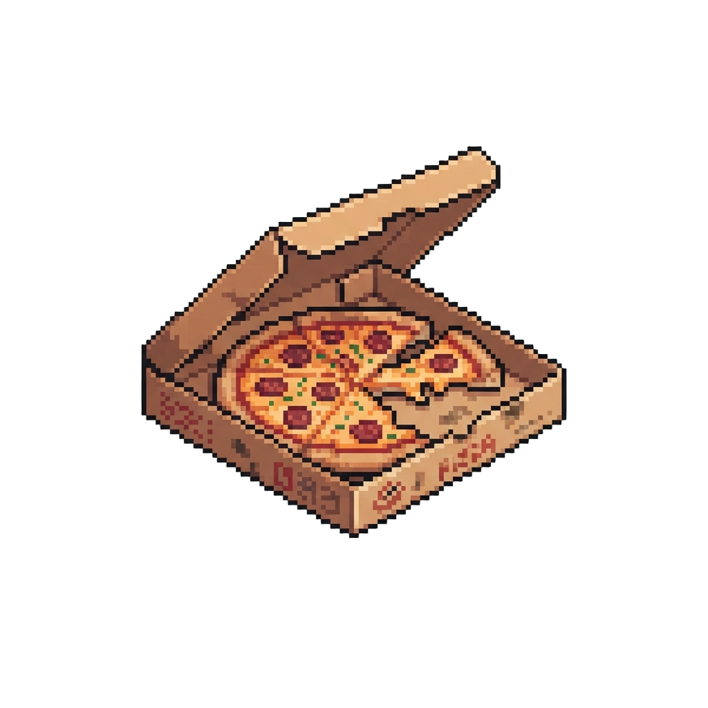 A Half-eaten Pizza Box