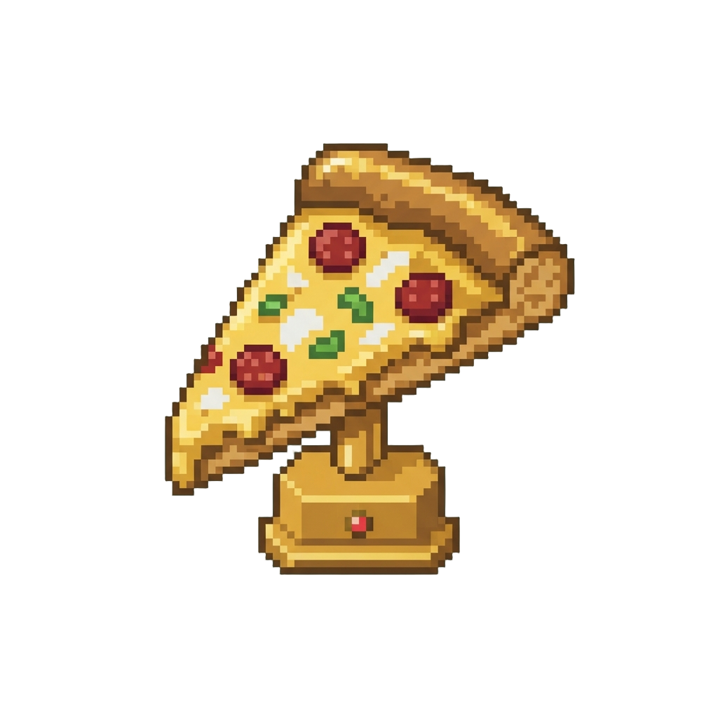 A Golden Pizza Slice Trophy