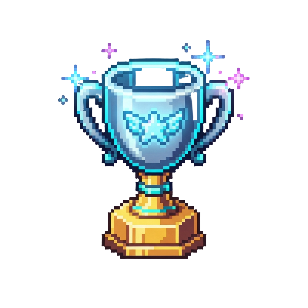A Sparkling Neon Victory Trophy