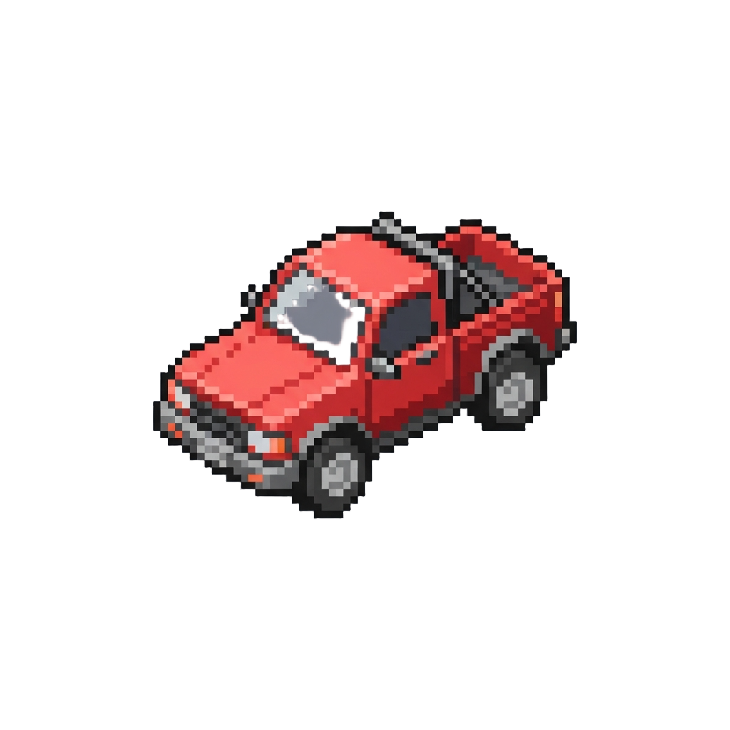 A Miniature Pickup Truck Swirling Overhead