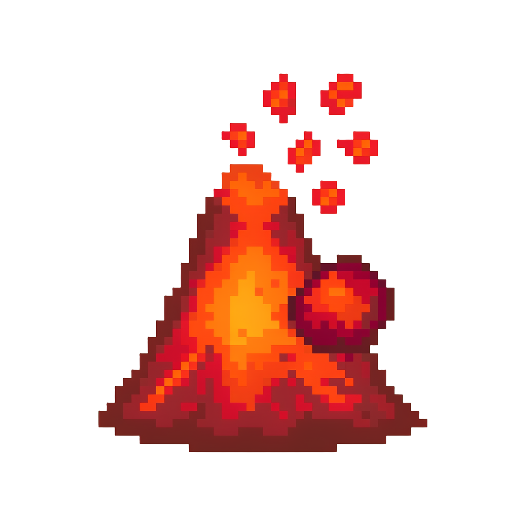 A Bubbling Magma Geyser Spewing Glowing Red Cinders