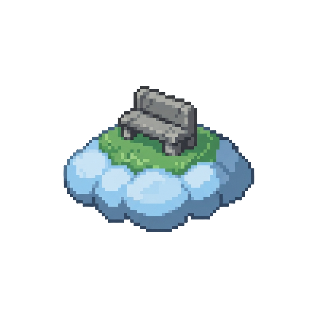 A Tiny Drifting Cloud Knoll with a Solitary Stone Bench