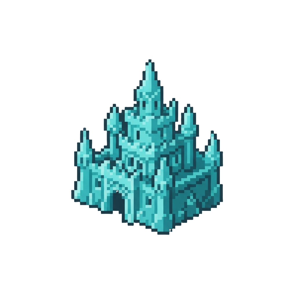 A Towering Glacial Palace Carved of Glowing Turquoise Ice