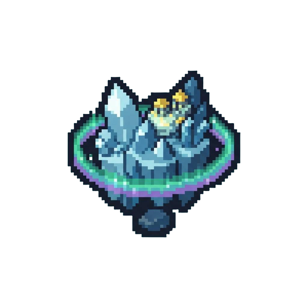 A Crystalline Floating Archipelago Ringed by Shimmering Auroras