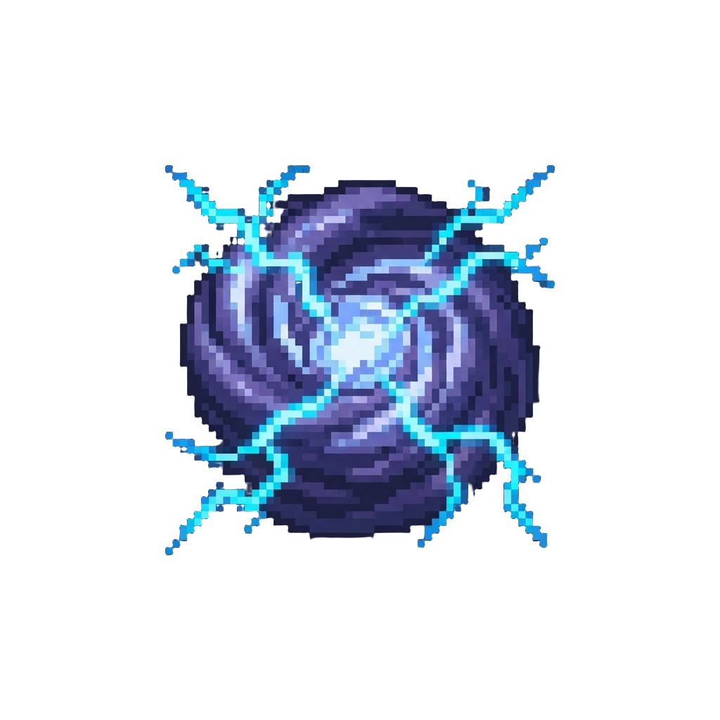 A Supercharged Cosmic Storm Blasting Crackling Neon-blue Lightning Bolts