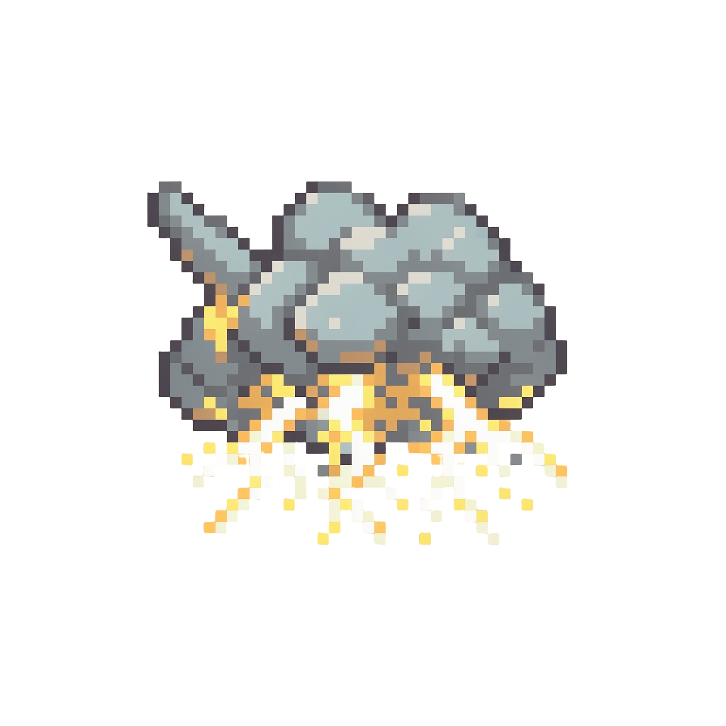 A Static-charged Storm Cloud Popping with Zapping Sparks