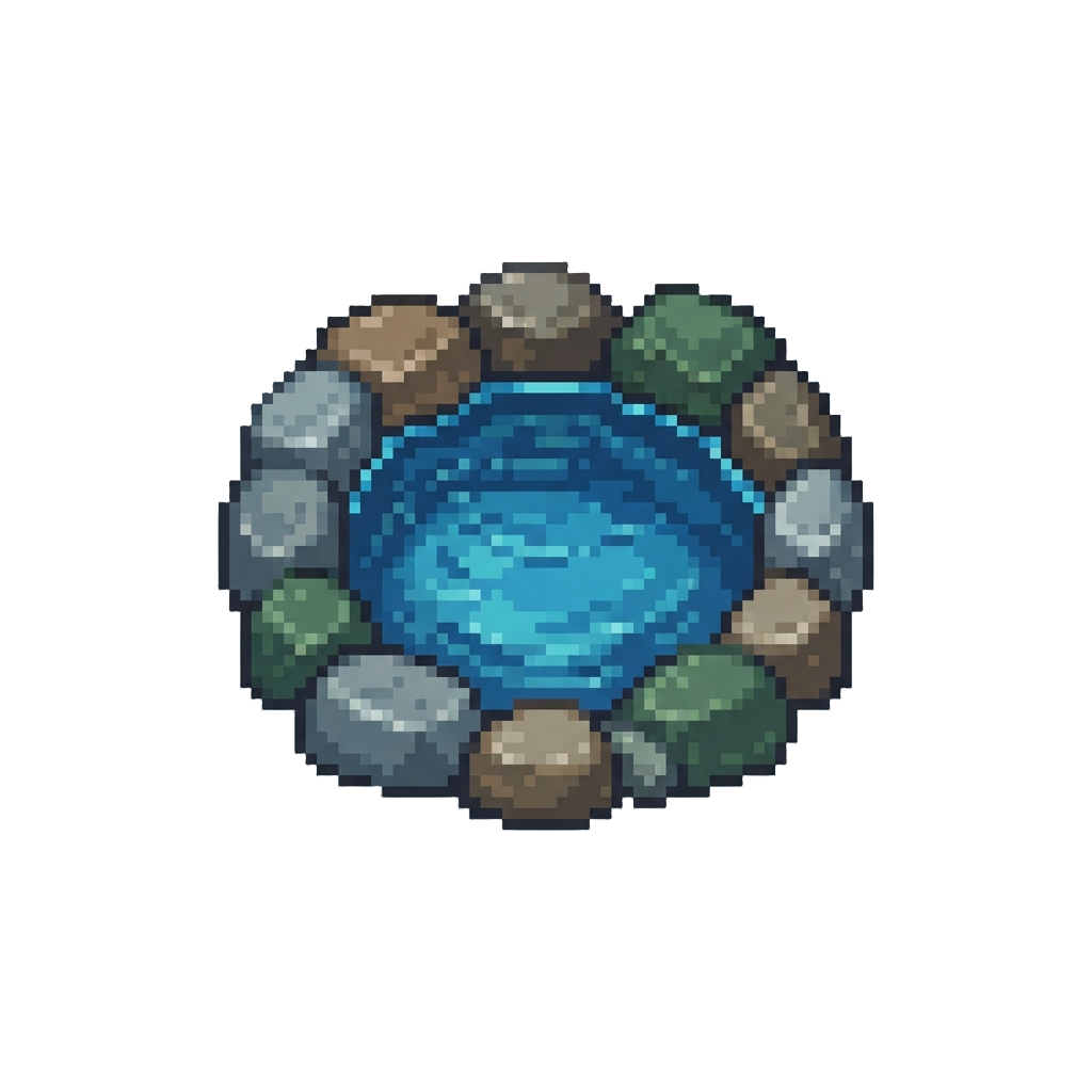 A Quiet Cavern Pool Surrounded by Smooth Damp River Stones