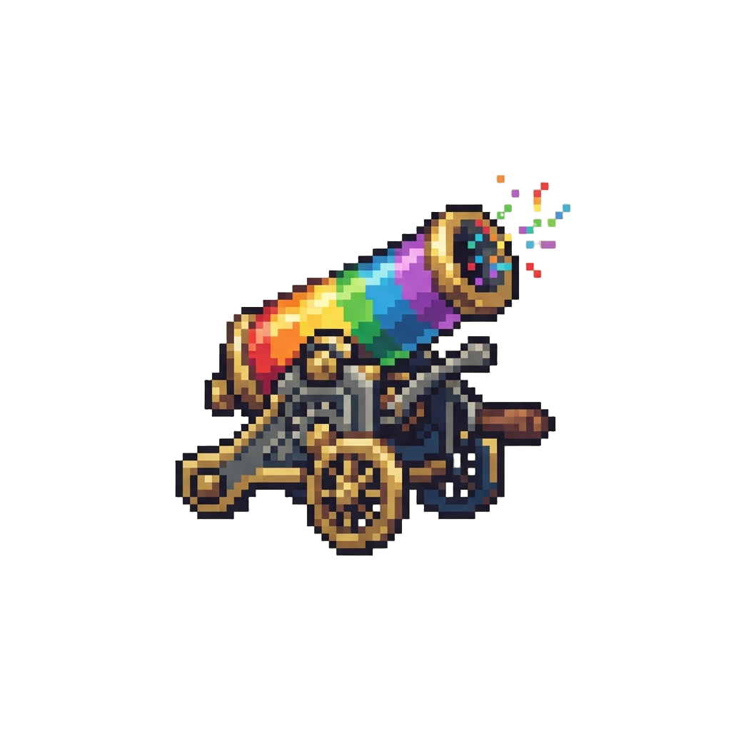 A Giant Colorful Rainbow Confetti Cannon