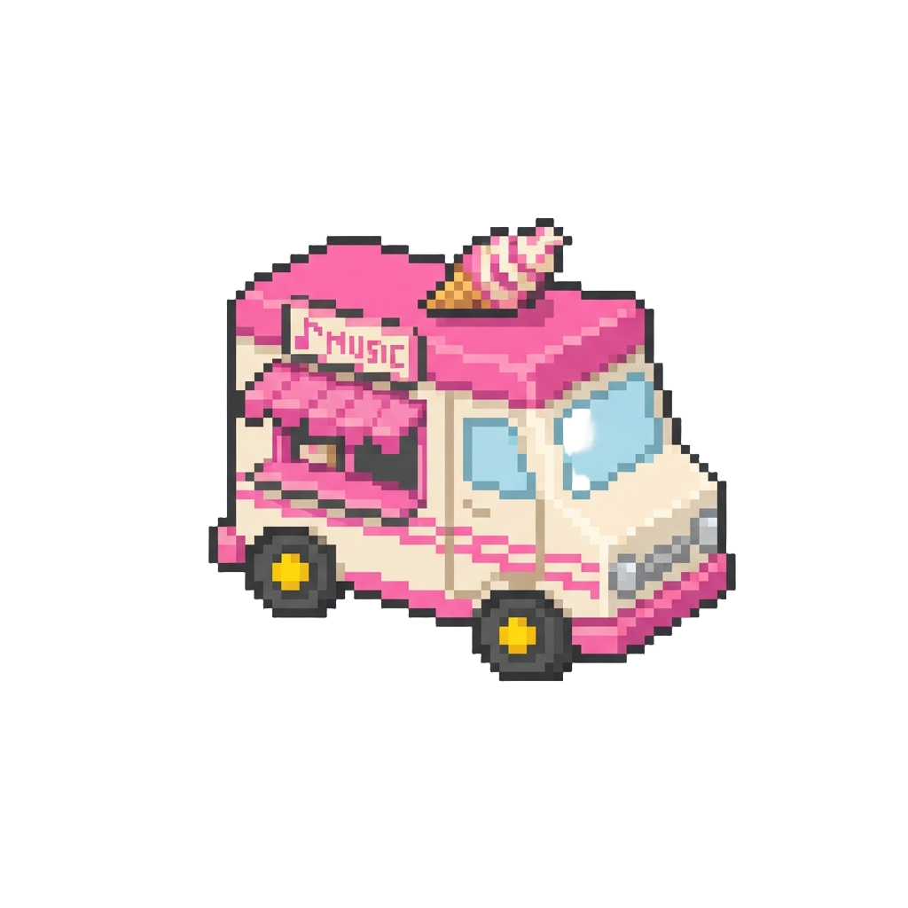 A Miniature Ice Cream Truck Playing Music