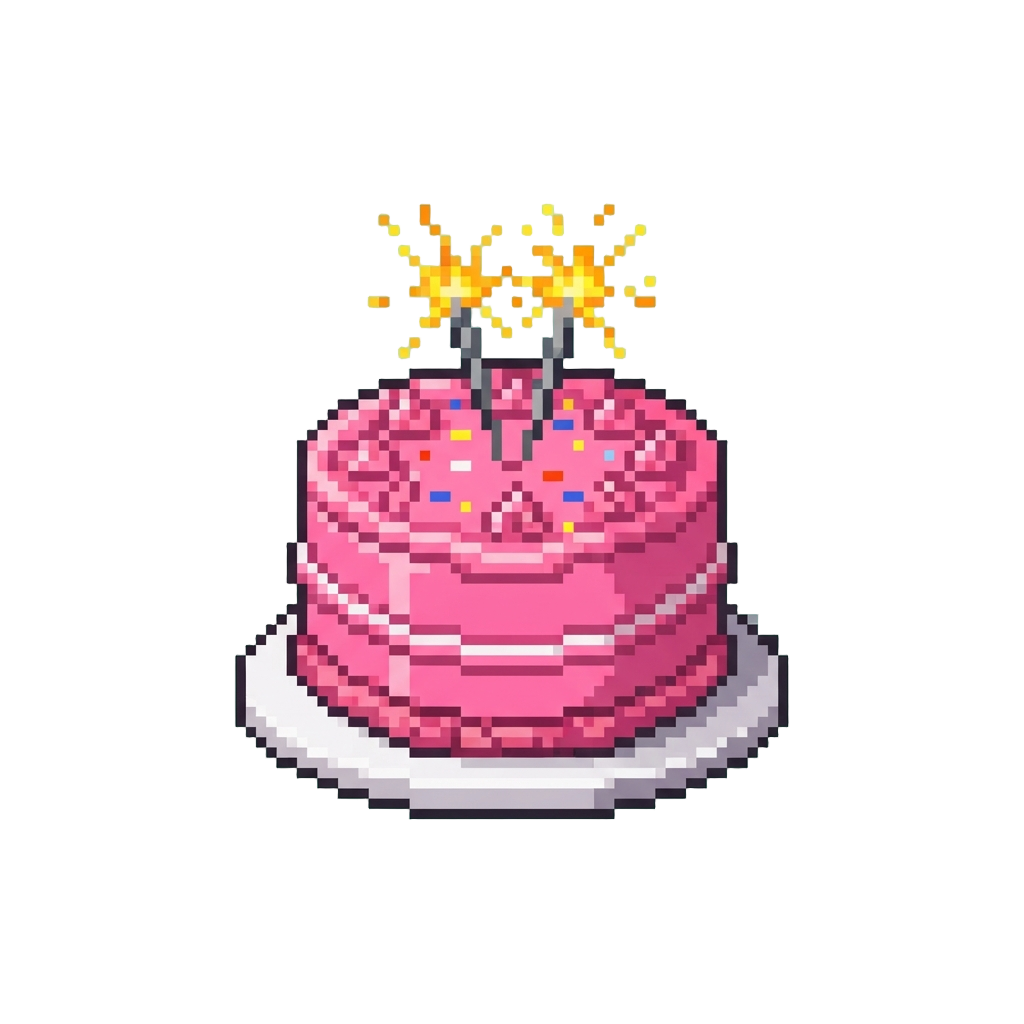 A Bright Pink Birthday Cake with Sparklers