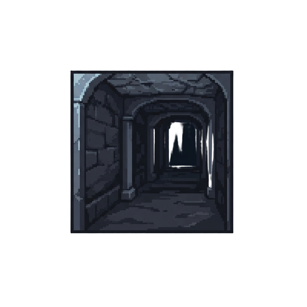 A Dark Hallway Stretching Endlessly Into Cold Void