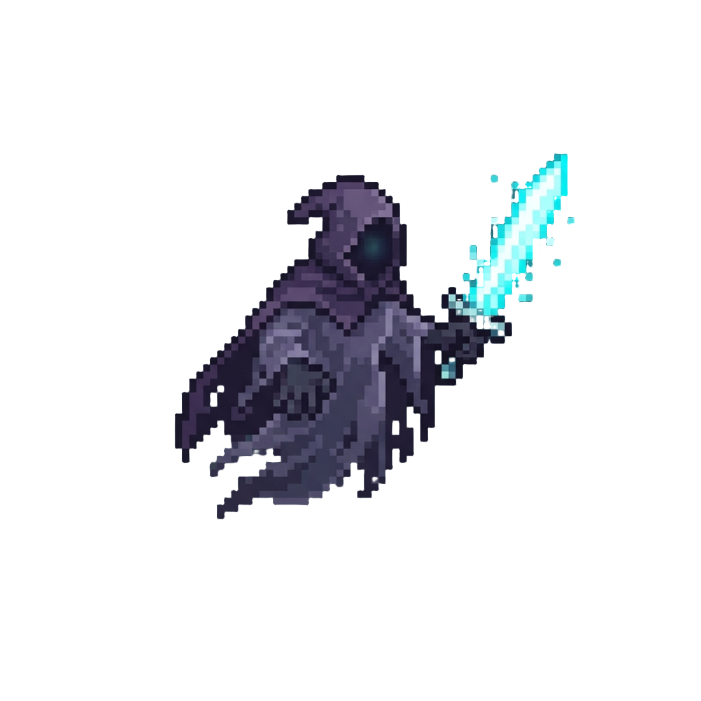 An Eerie Phantom Figure Wielding a Glowing Spectral Blade