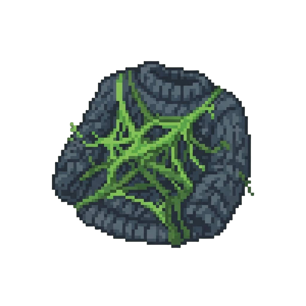 A Tangled Tangle of Sticky Green Cobwebs Glued Onto an Inside-out Sweater