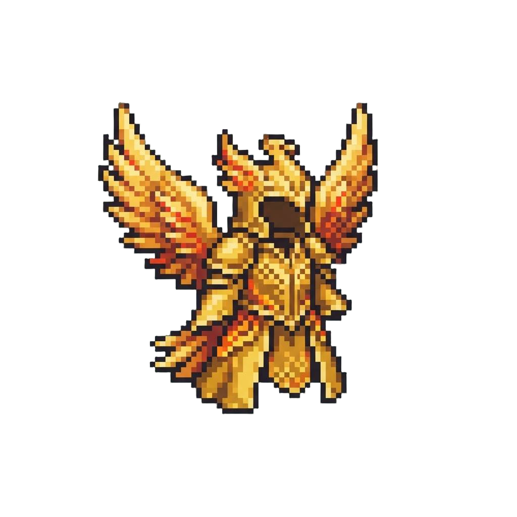 A Radiant Golden Phoenix Outfit with Fluttering Feathered Wings