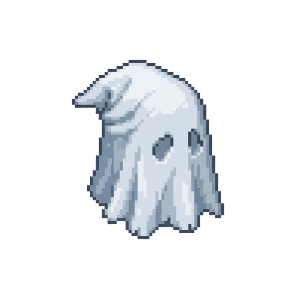 A Lopsided Bedsheet Ghost Costume with the Eyeholes Cut Around the Chin