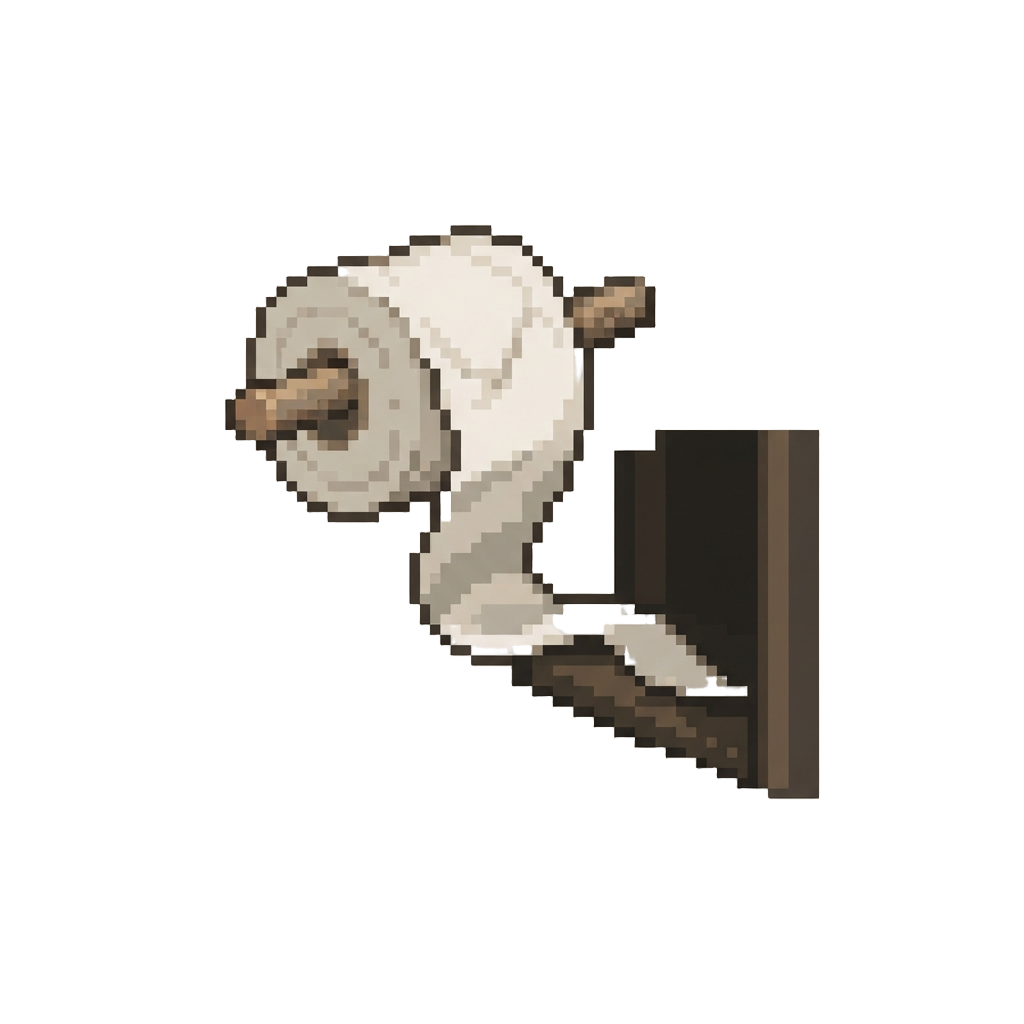 A Unraveling Toilet-paper Mummy Wrap Trailing Halfway Into the Closet