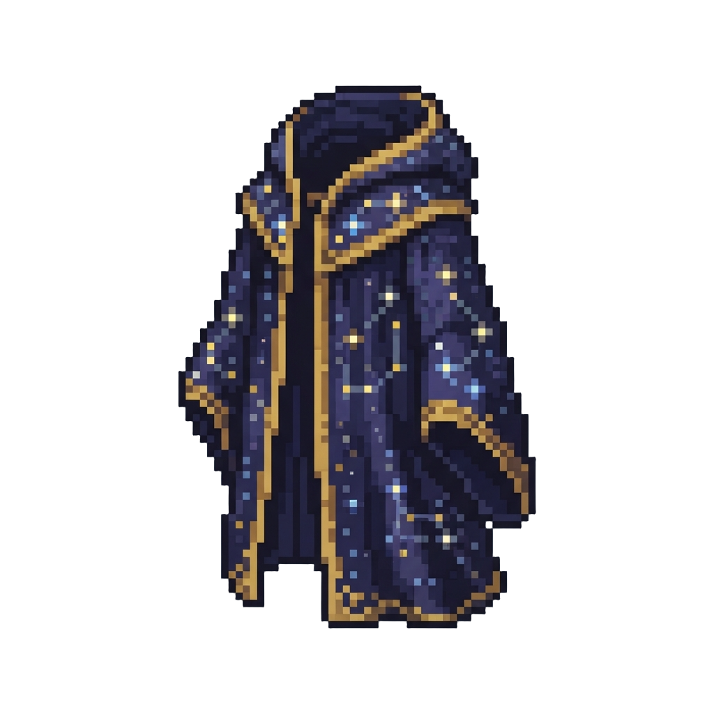 A Majestic Cosmic Wizard Robe Patterned with Twinkling Star Constellations