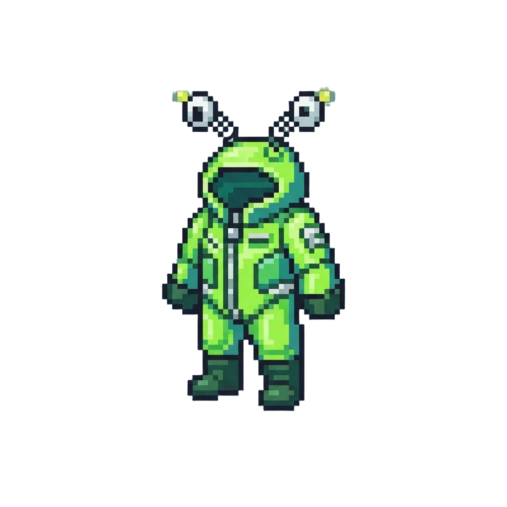 A Bouncy Neon-green Alien Jumpsuit with Springy Googly-eye Antennae