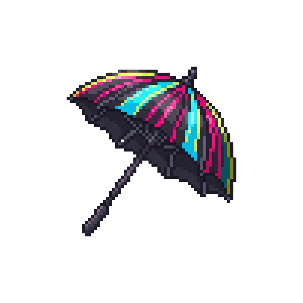 A Glowing Neon-striped Parasol