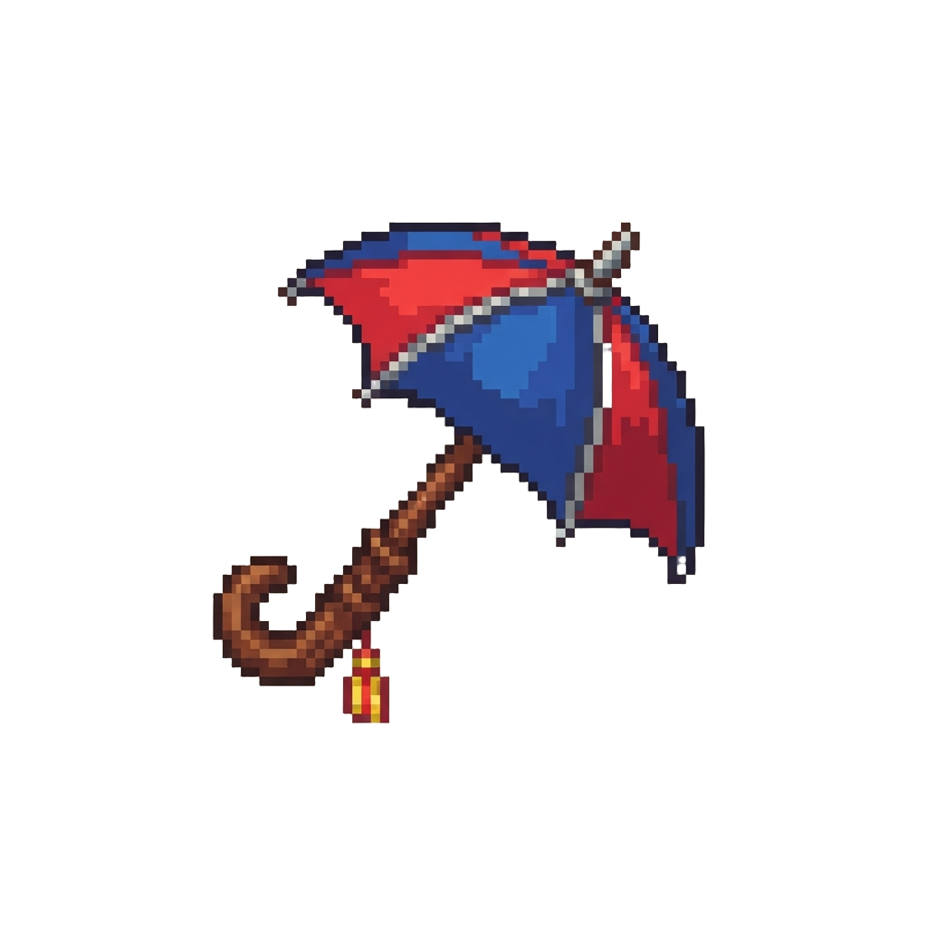 A Heavy Wooden-handled Circus Umbrella