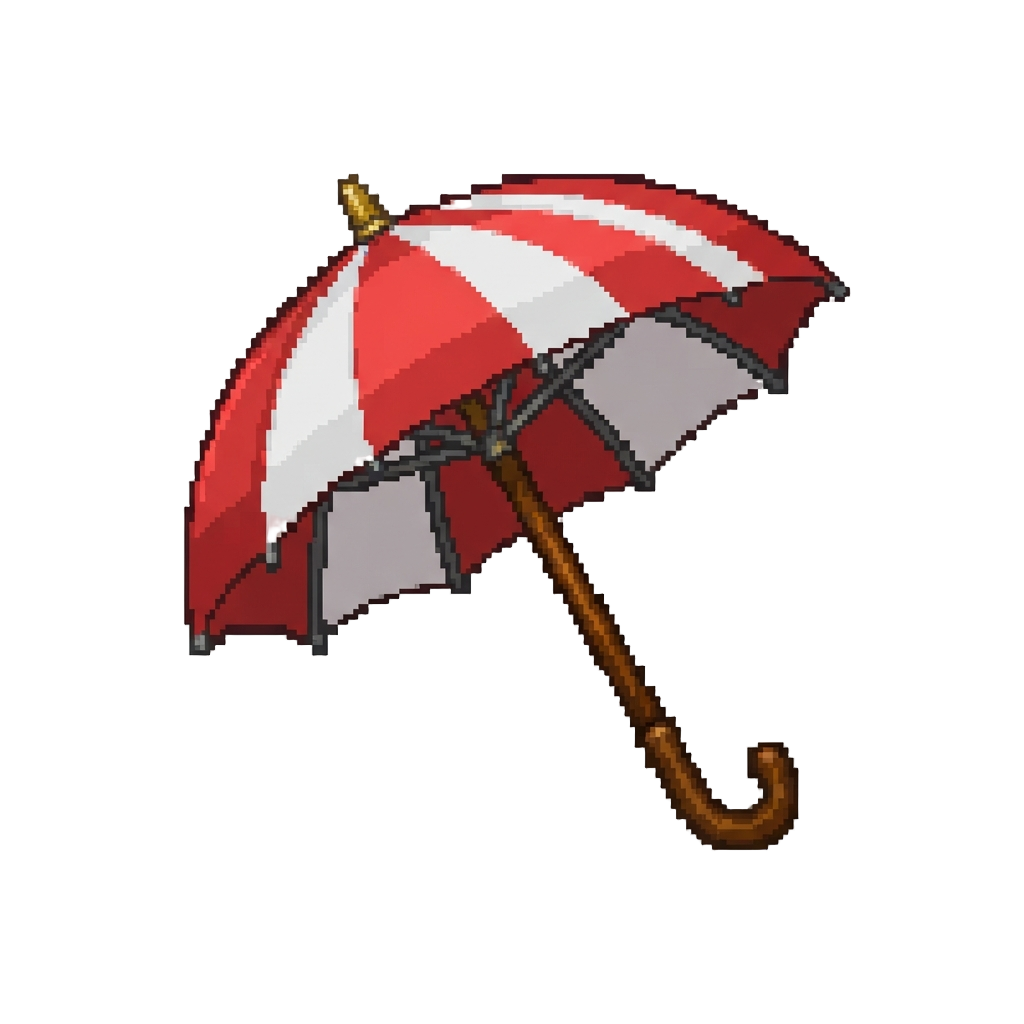 A Giant Red-and-white Striped Umbrella