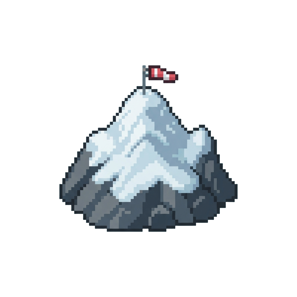 A Massive Snowy Peak Topped with a Tiny Windsock