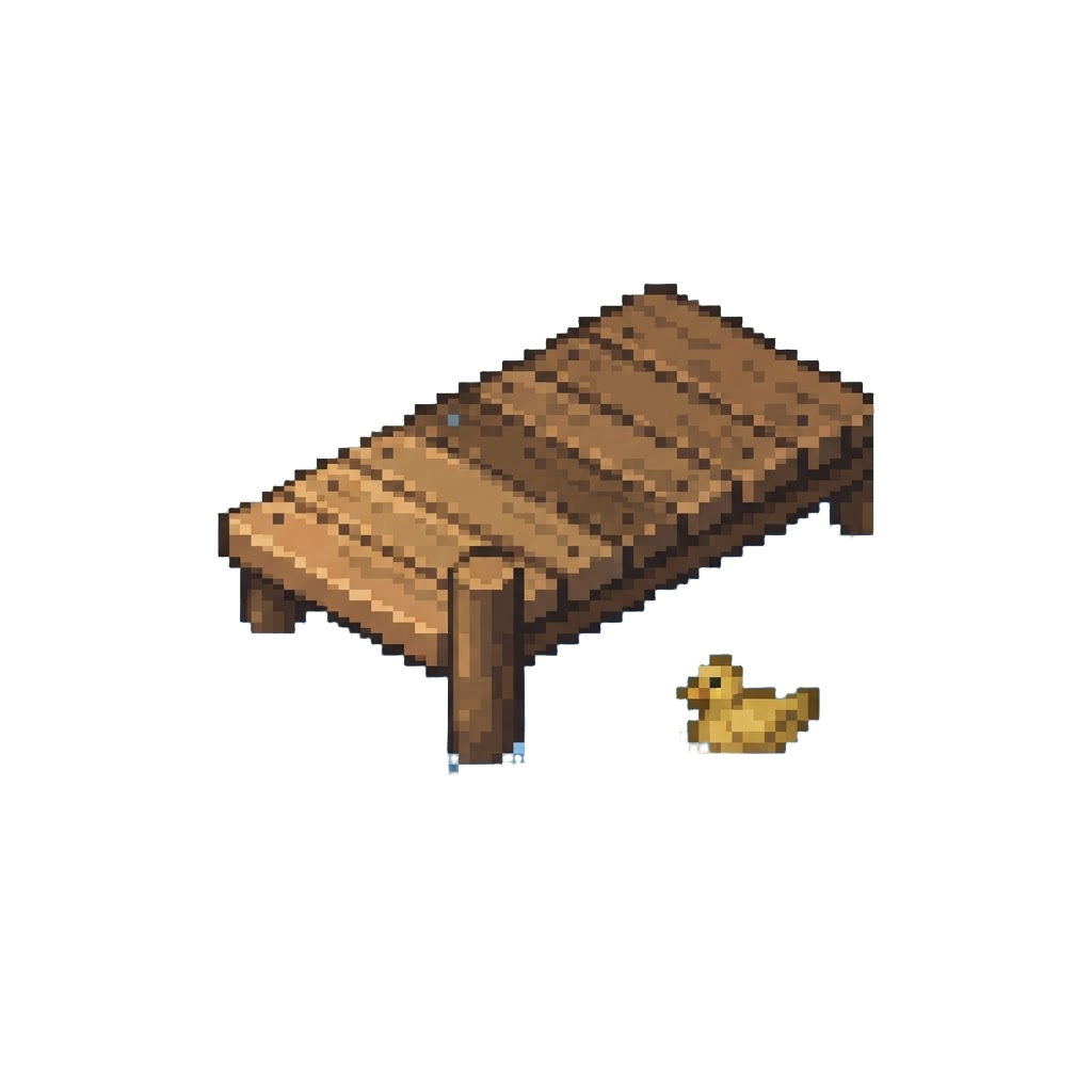 A Peaceful Duck Pond Wooden Dock