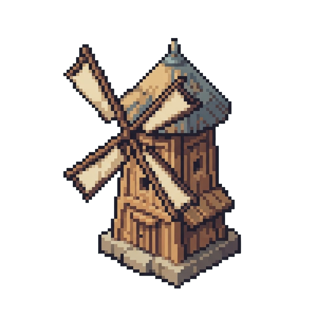 A Towering Wooden Windmill