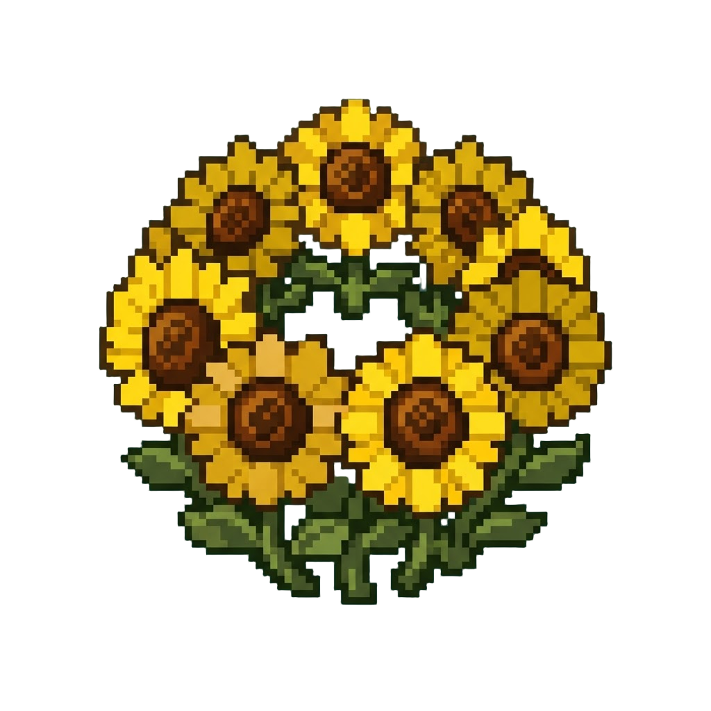 A Neat Circle of Golden Sunflowers