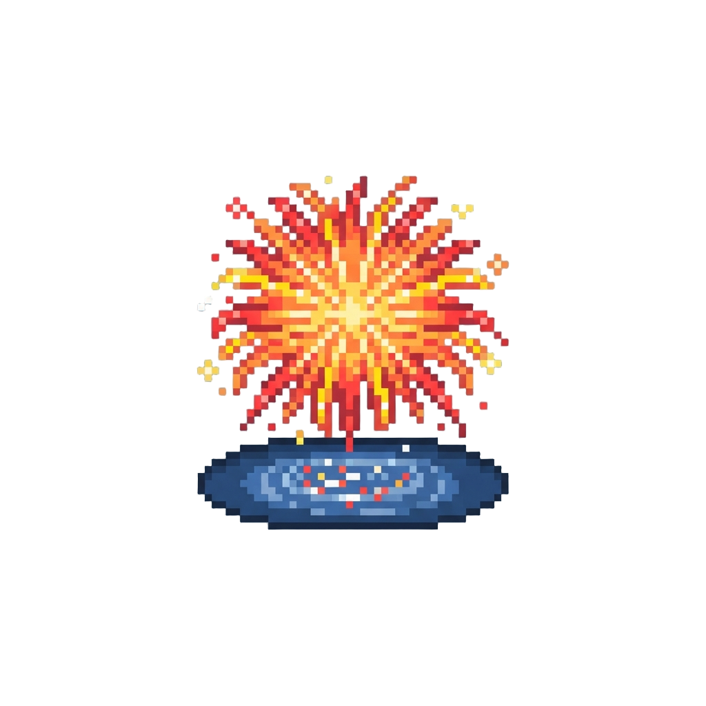 A Dramatic Firework Burst Over the Pond