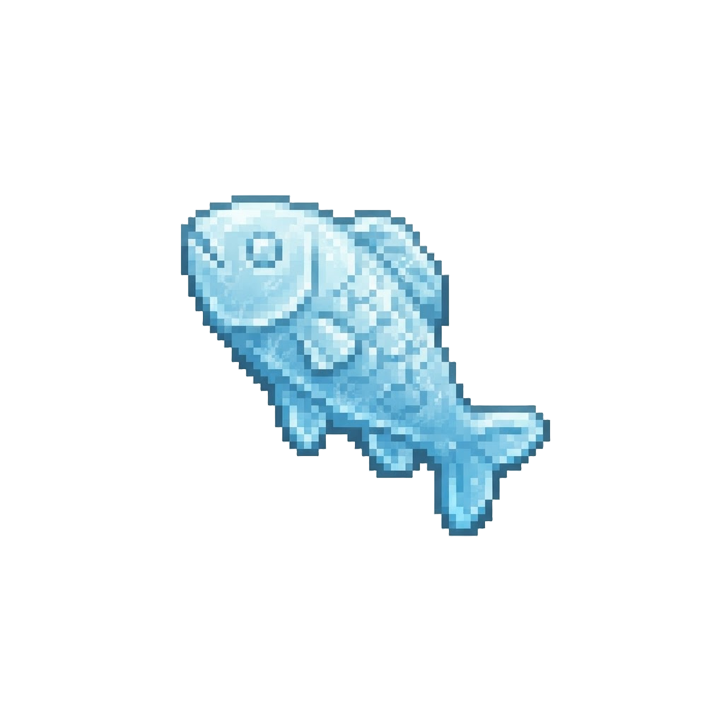 A Floating Frozen Fish Sculpture