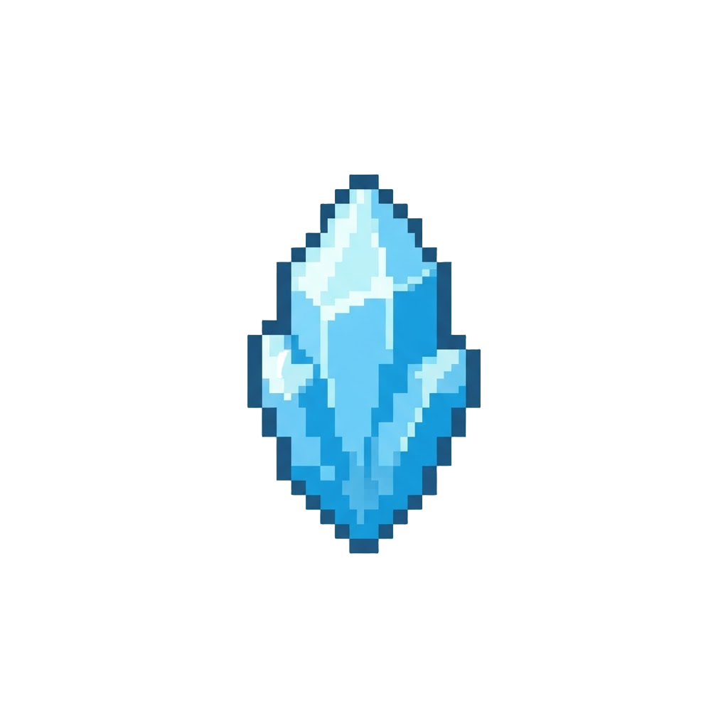 A Floating Glowing Icy Crystal