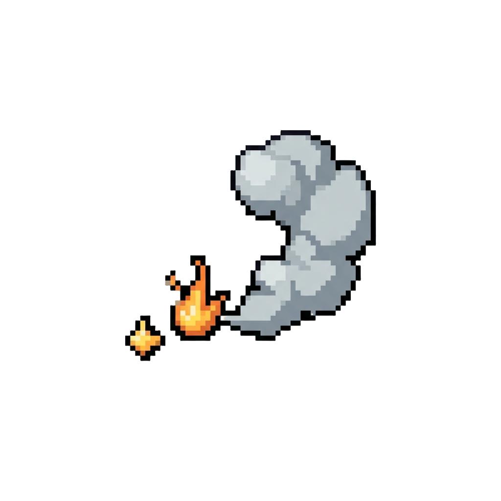 A Couple of Flickering Sparks Followed by a Comical Smoke Cloud