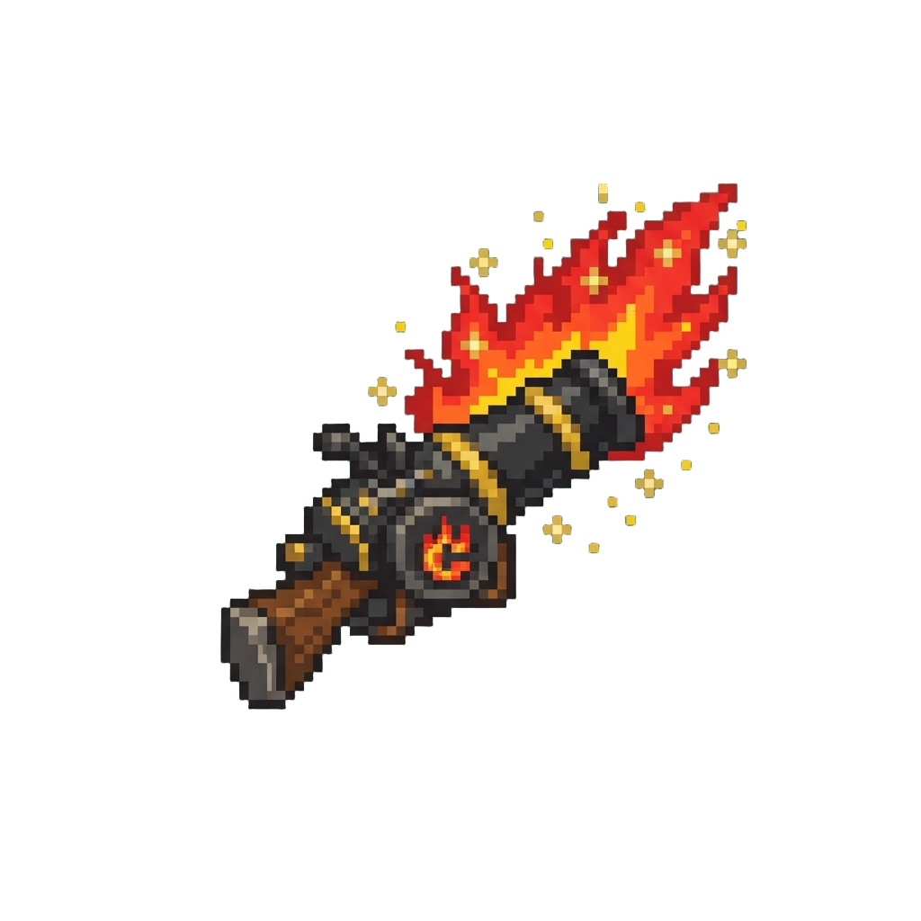 Blazing Red Flame Cannons with Glittering Gold Rain