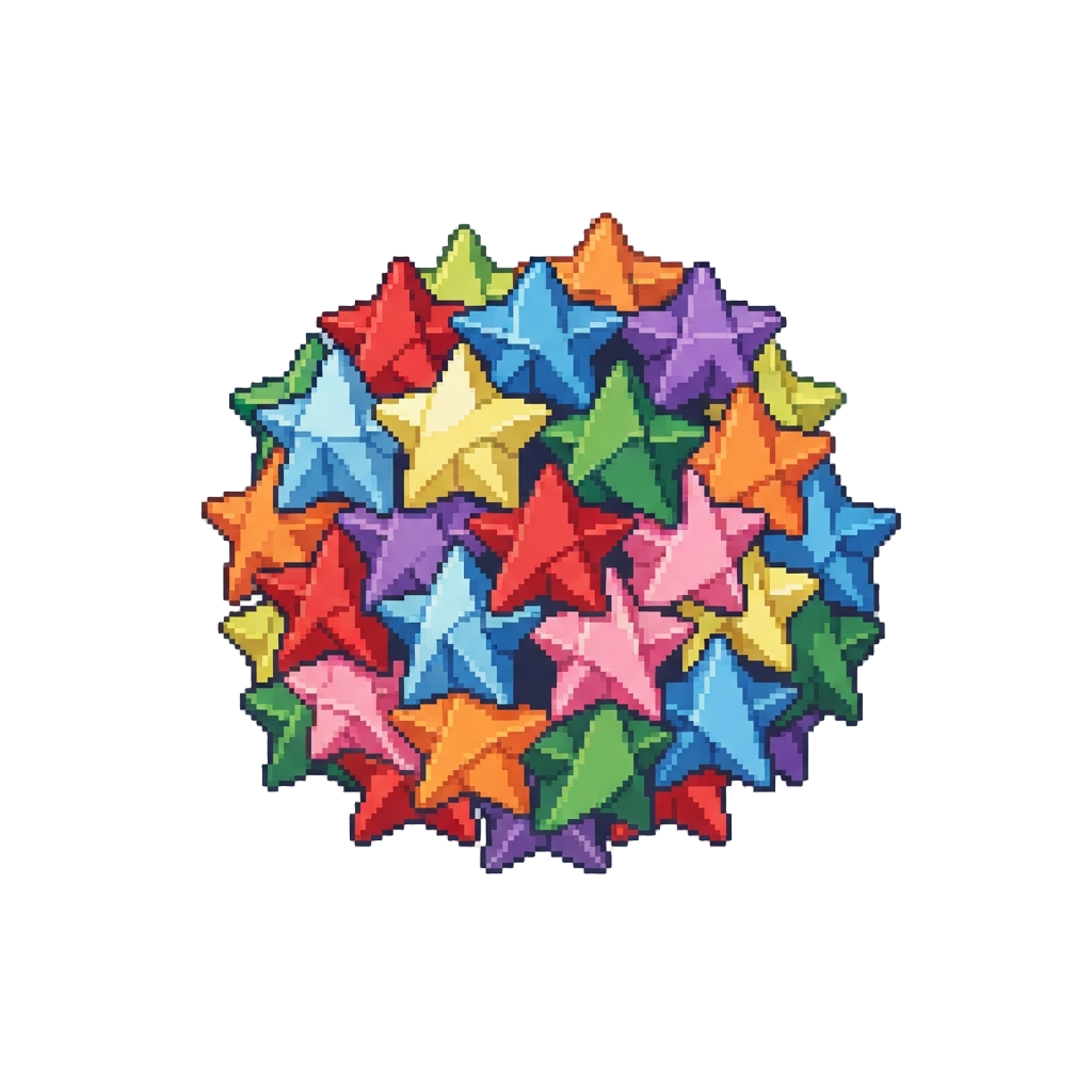 A Dense Cloud of Oversized Colorful Paper Stars