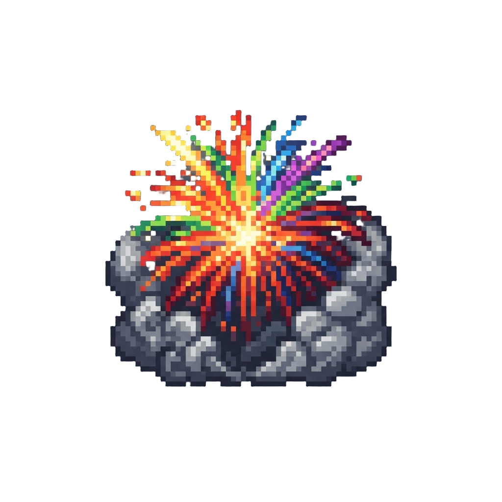 Dazzling Multi-colored Starburst Fireworks with Thick Fog Smoke