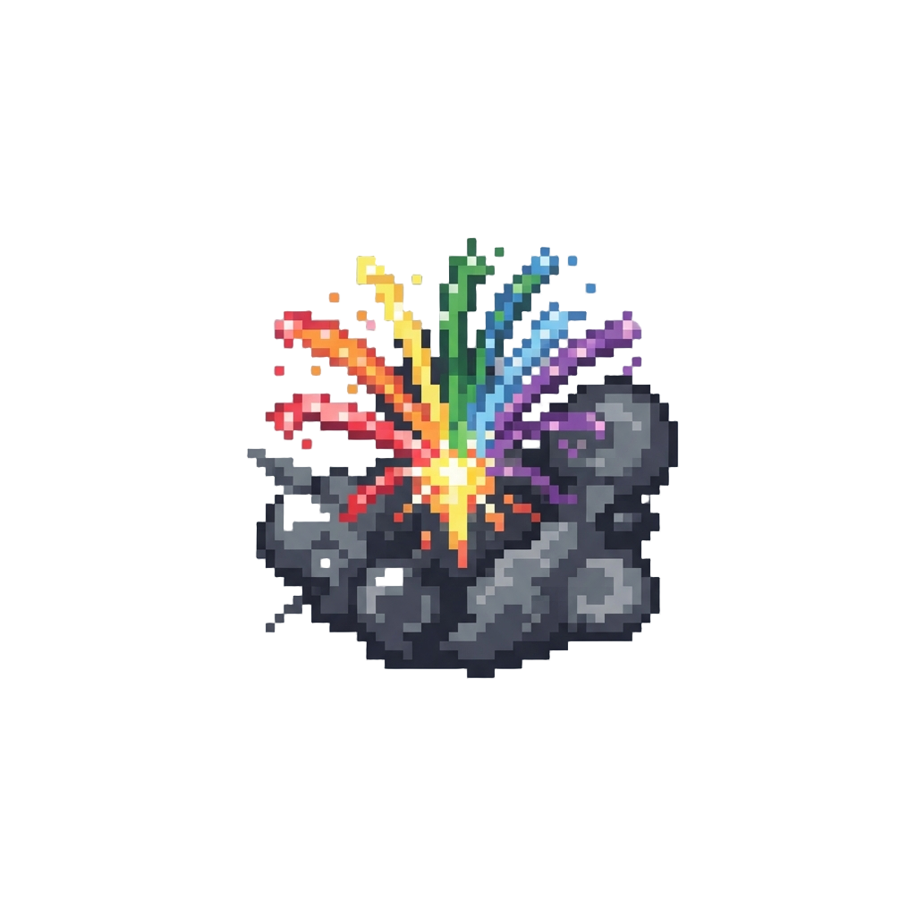 Rainbow Firework Sparks Bursting with Roaring Smoke Blasts