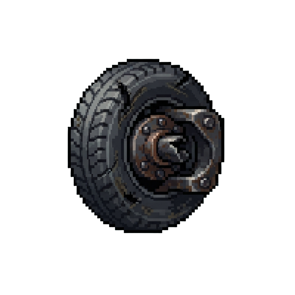 A Jammed Tire Stuck Awkwardly on Its Shoulder Joint