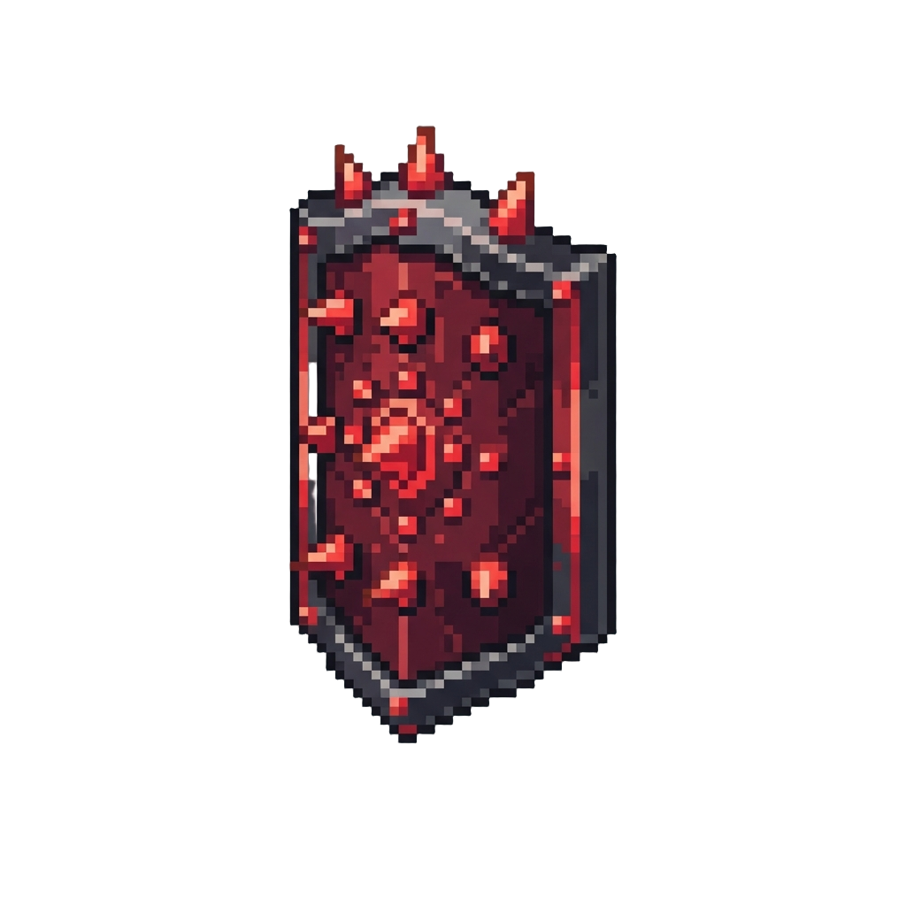 A Glowing Red Spiked Tower Shield