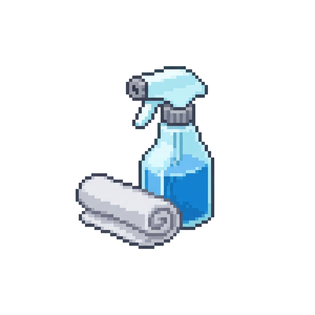 A Cloth Rag and Spray Bottle