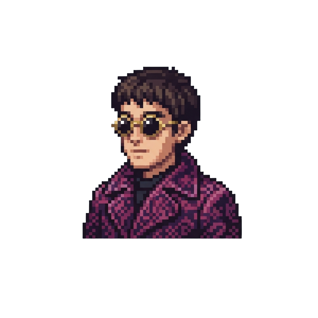 A Clone of @image1 Wearing a 60s Psychedelic Velvet Coat and Round Sunglasses