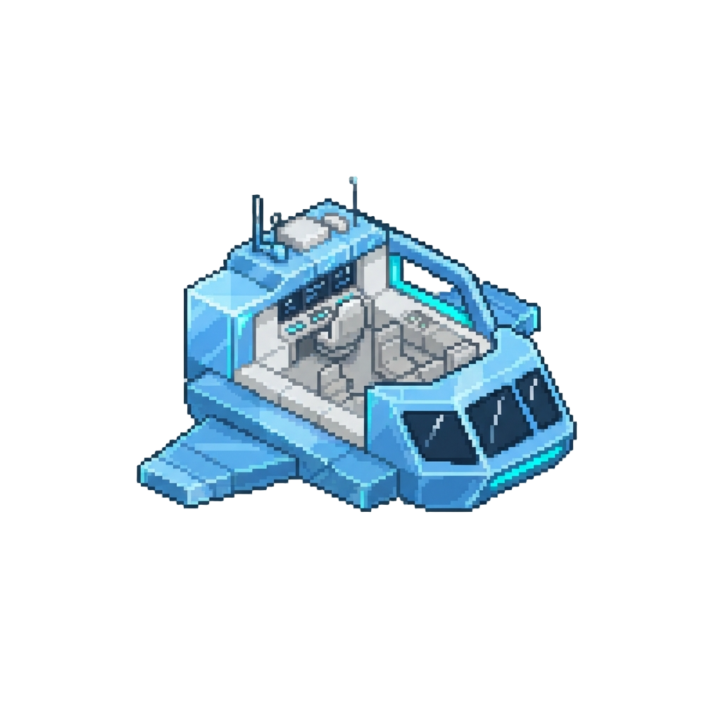 A Voxel Mass Effect Normandy Bridge Built From Smooth Quartz and Blue Ice
