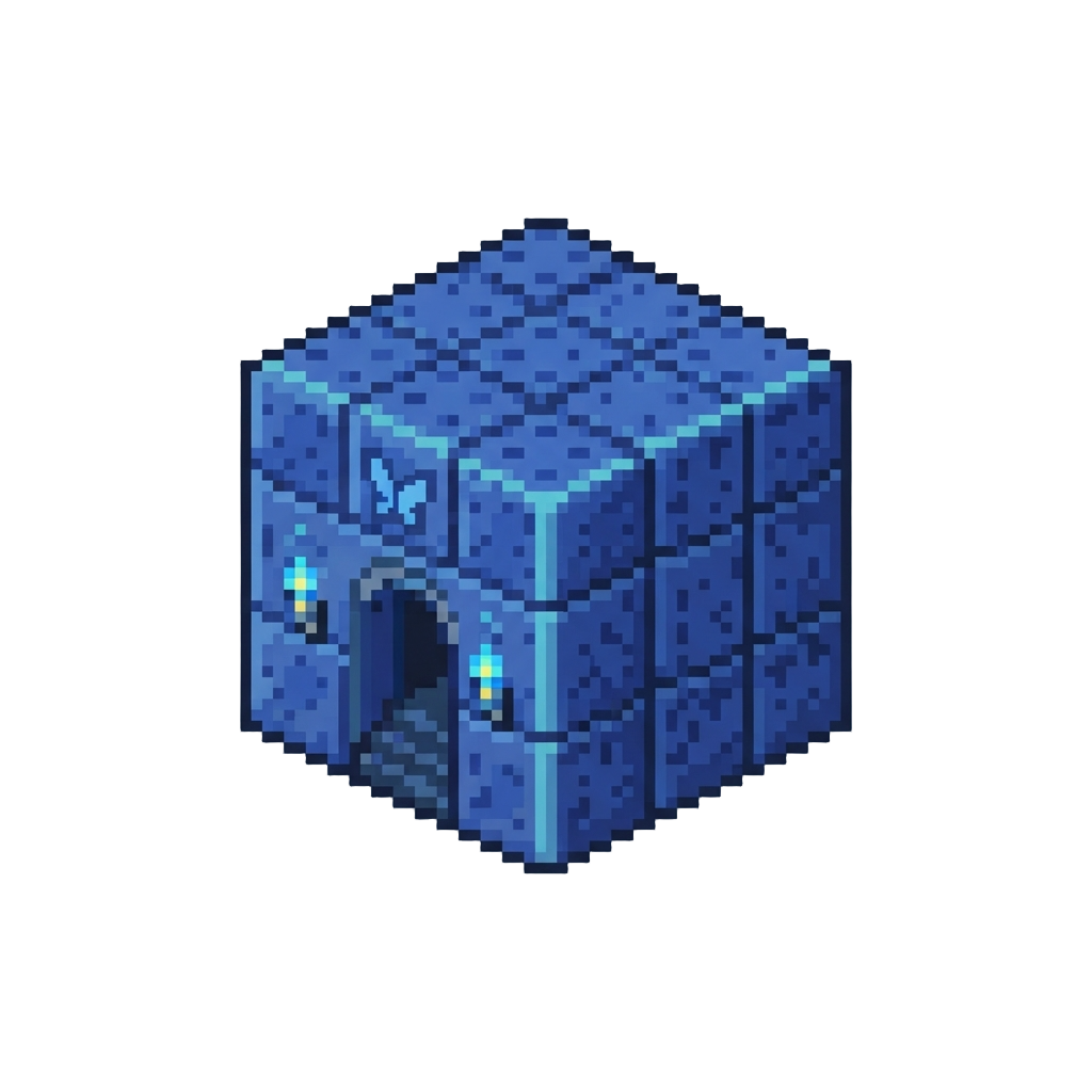 A Cubic Persona Velvet Room Constructed Entirely From Blue Lapis Lazuli Blocks