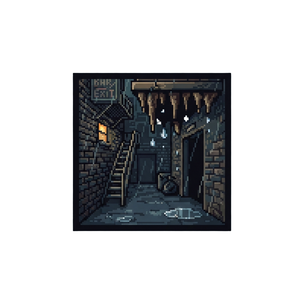 A Blocky Max Payne Noir Alleyway Dripping with Rain Droplets From Dripping Point Dripstone