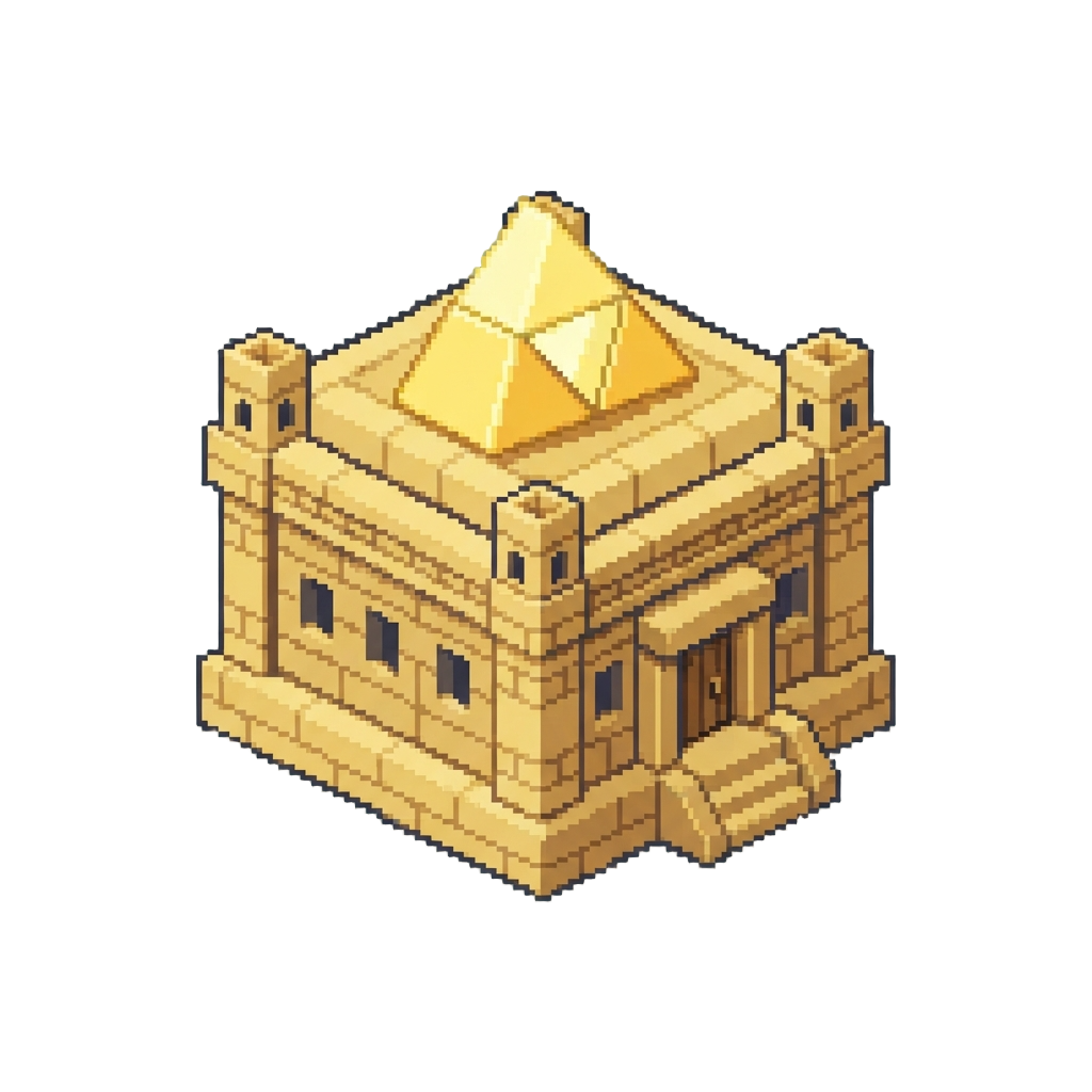 A Cubic Legend of Zelda Triforce Temple Built Entirely From Yellow Sandstone Blocks