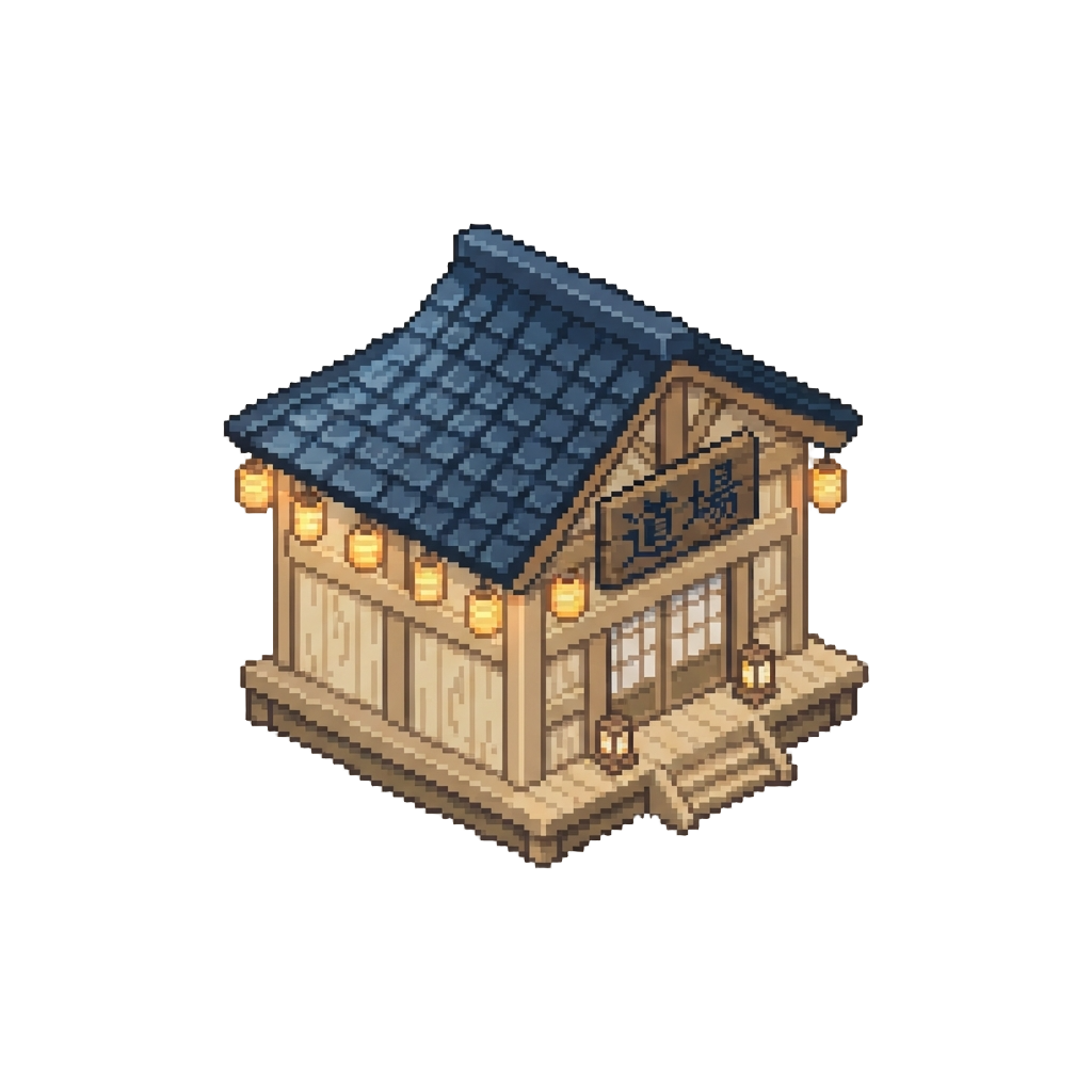 A Cubic Tekken Dojo Made From Birch Planks and Paper Lanterns
