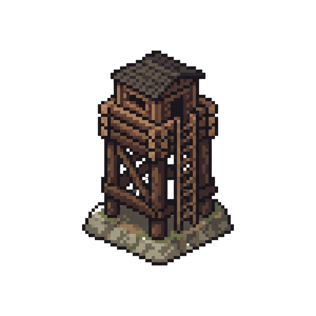 A Blocky Ghost Recon Wilderness Sniper Tower Built From Spruce Logs